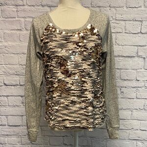 Love Express lightweight gray sequin embellished sweatshir Size Small